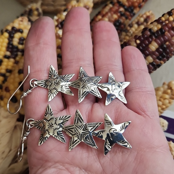 Gorgeous NWOT Native American Navajo Sterling Star Dangle Earrings ⭐️🎁 - Picture 10 of 11
